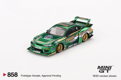 Mini GT Nissan Silvia S15 LB-Super Silhouette LBWK 2024 Fausto Racing Blister Packaging MGT00858 1/64 Die Cast