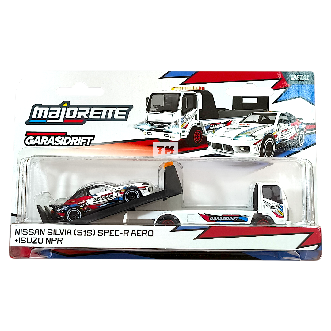 Majorette Nissan Silvia S15 Spec-R Aero + Isuzu NPR GarasiDrift Indonesia Exclusive 1/64 Diecast