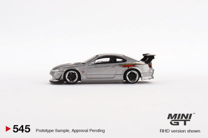 Mini GT Nissan Silvia Top Secret S15 Silver MGT00545 1/64 Die Cast