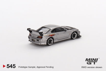 Mini GT Nissan Silvia Top Secret S15 Silver MGT00545 1/64 Die Cast