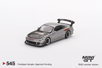 Mini GT Nissan Silvia Top Secret S15 Silver MGT00545 1/64 Die Cast