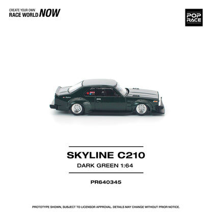 *Pre-Order* Pop Race Nissan Skyline C210 Dark Green PR640345 1/64 Die Cast