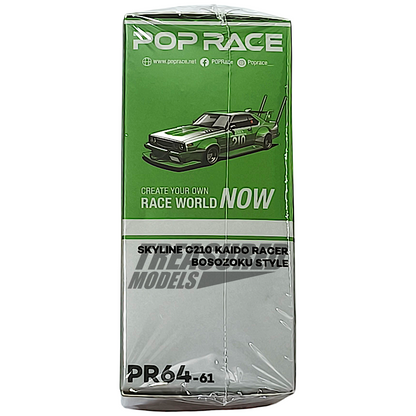 Pop Race Nissan Skyline C210 Kaido Racer Bosozoku Style Green PR640041 1/64 Diecast