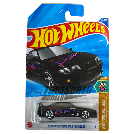 Hot Wheels Nissan Skyline GT-R BCNR33 Black 2025 Main Line HW 70s vs 90s 1/64 Die Cast
