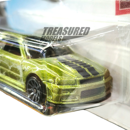 Hot Wheels Nissan Skyline GT-R BNR34 Metalflake Olive Green 2019 Main Line Nissan 1/64 Die Cast