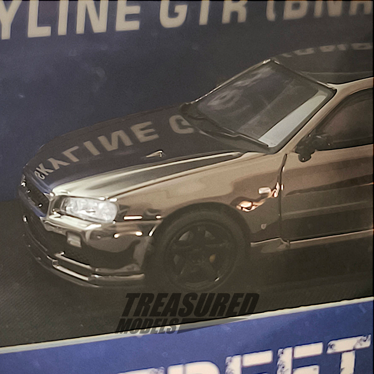 Street Warrior Nissan Skyline GT-R BNR34 V-Spec II Black Chrome 1/64 Die Cast