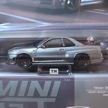 Mini GT Nissan Skyline GT-R Dark Metal Gray (NISMO BNR34 CRS Version) Blister Packaging MGT01160BL 1/64 Diecast