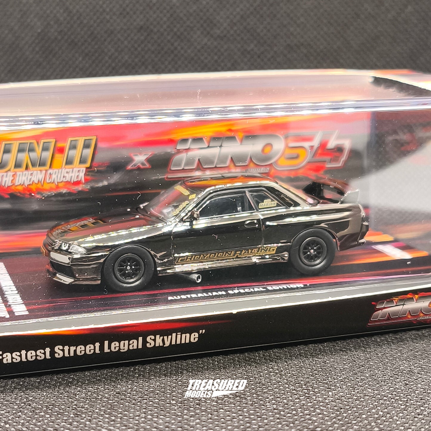 CHASE! Inno64 Nissan Skyline GT-R R32 Black Chrome Chase Jun II The Dream Crusher 1/64 Diecast