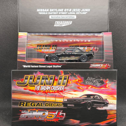 CHASE! Inno64 Nissan Skyline GT-R R32 Black Chrome Chase Jun II The Dream Crusher 1/64 Diecast