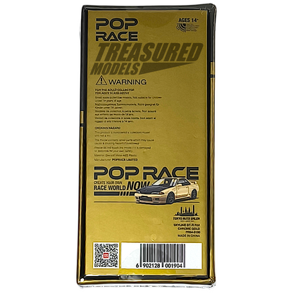 Pop Race Nissan Skyline GT-R R32 Chrome Gold TASKL 2025 PR640190 1/64 Die Cast