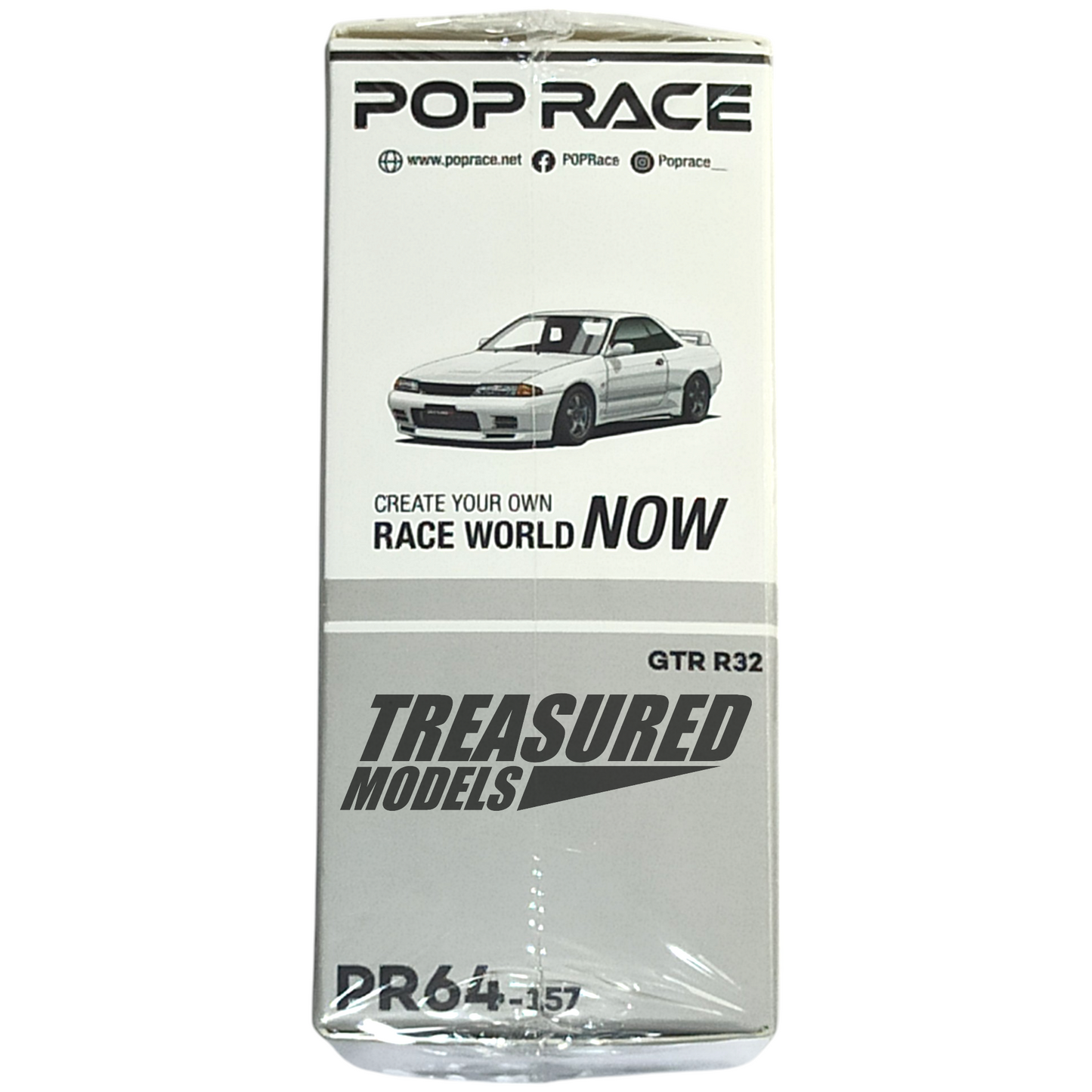 Pop Race Nissan Skyline GT-R R32 Crystal White 1/64 Die Cast
