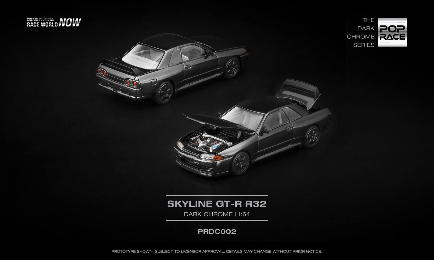 *Pre-Order* Pop Race Nissan Skyline GT-R R32 Dark Chrome PRDC002 1/64 Diecast