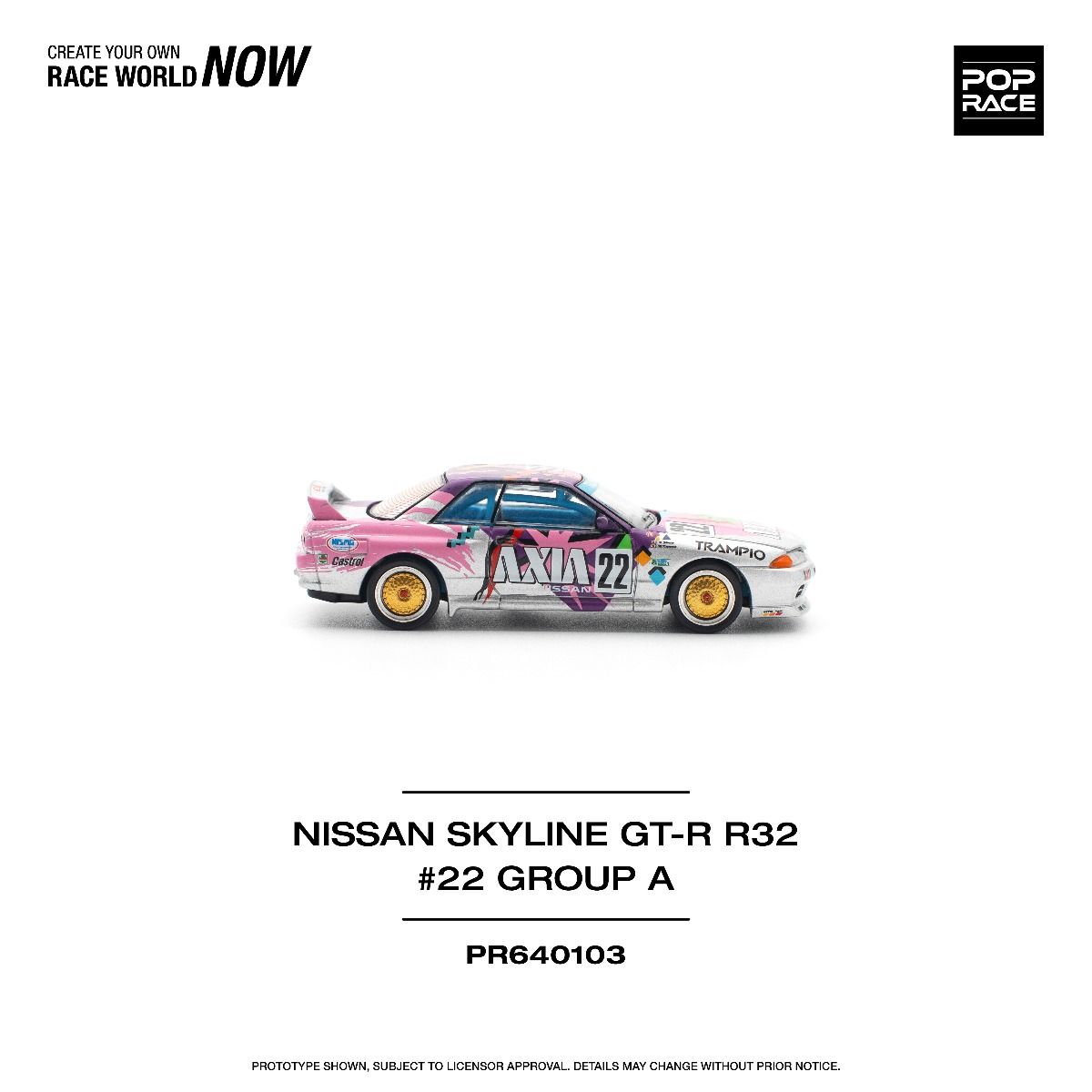 Pop Race Nissan Skyline GT-R R32 JTC 1991 Group A #22 AXIA PR640103 1/64 Diecast