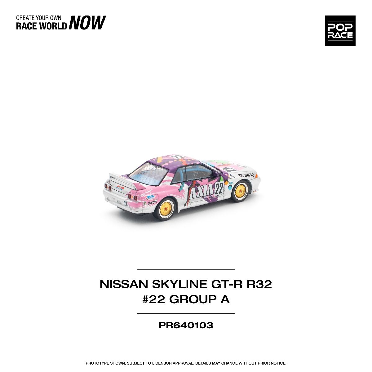 Pop Race Nissan Skyline GT-R R32 JTC 1991 Group A #22 AXIA PR640103 1/64 Diecast