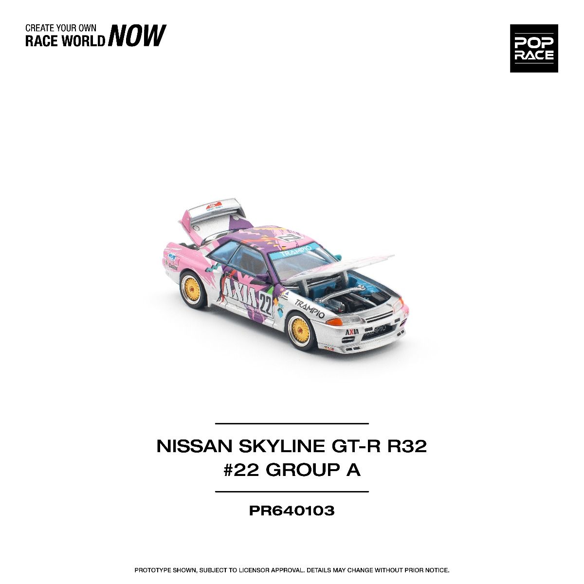 Pop Race Nissan Skyline GT-R R32 JTC 1991 Group A #22 AXIA PR640103 1/64 Diecast