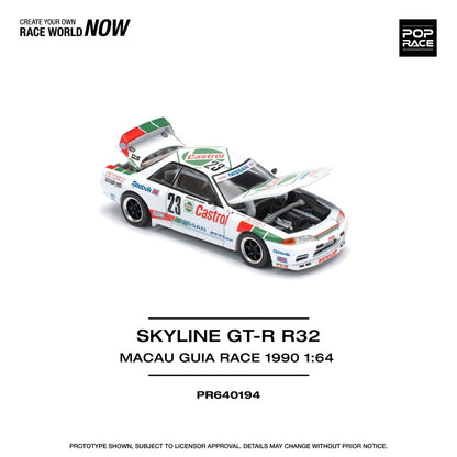 Pop Race Nissan Skyline GT-R R32 Macau Guia Race 1990 PR640194 1/64 Diecast