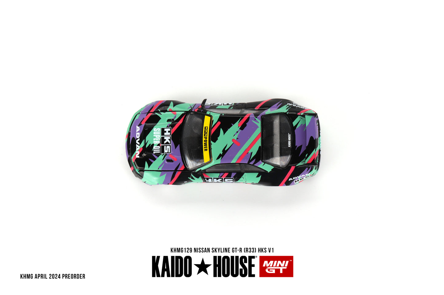 Kaido House Nissan Skyline GT-R R33 HKS V1 KHMGT129 1/64 Die Cast
