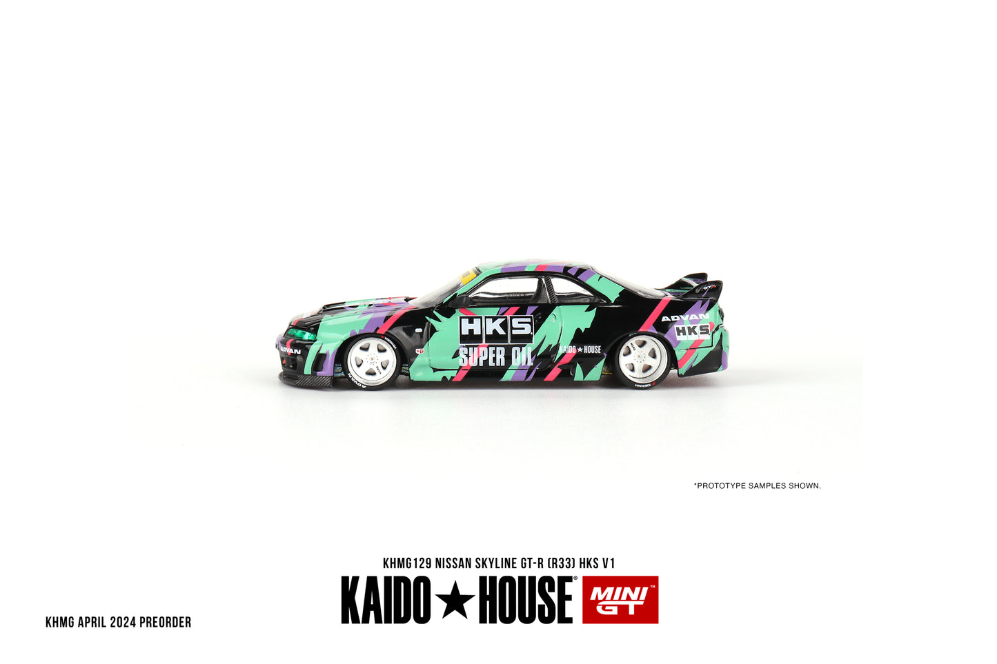 Kaido House Nissan Skyline GT-R R33 HKS V1 KHMGT129 1/64 Die Cast