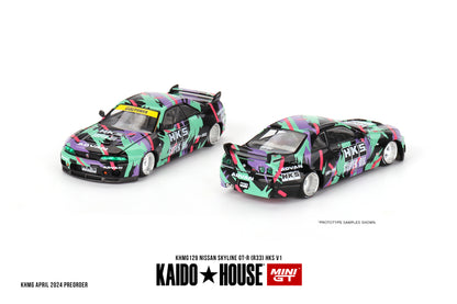 Kaido House Nissan Skyline GT-R R33 HKS V1 KHMGT129 1/64 Die Cast