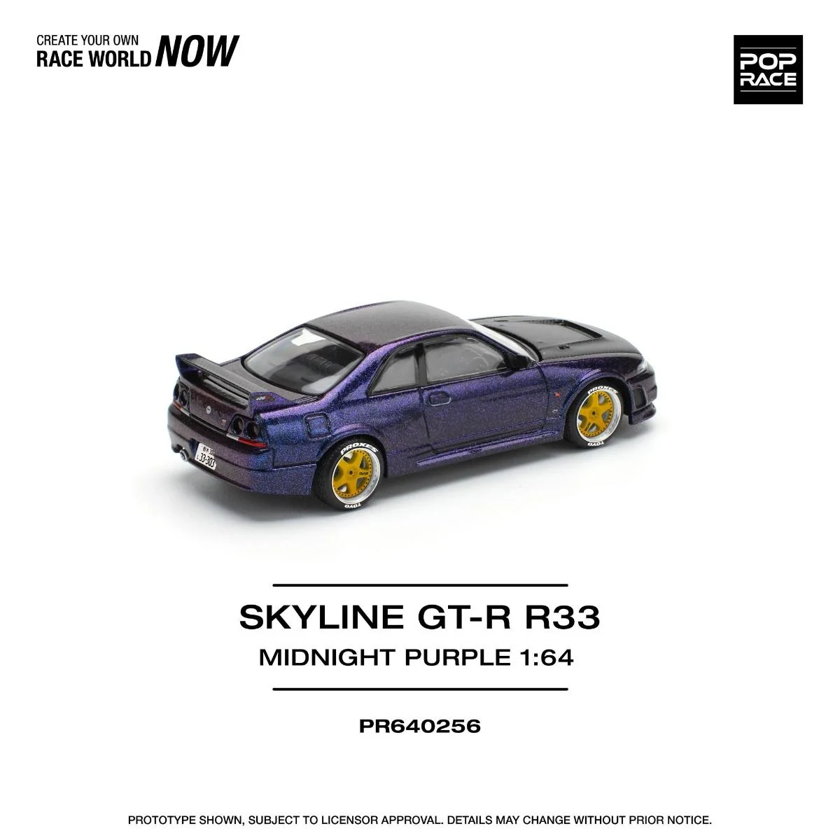 Pop Race Nissan Skyline GT-R R33 Nismo Midnight Purple PR640256 1/64 Diecast
