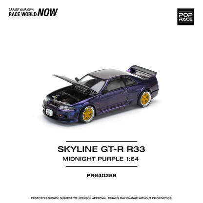 Pop Race Nissan Skyline GT-R R33 Nismo Midnight Purple PR640256 1/64 Diecast