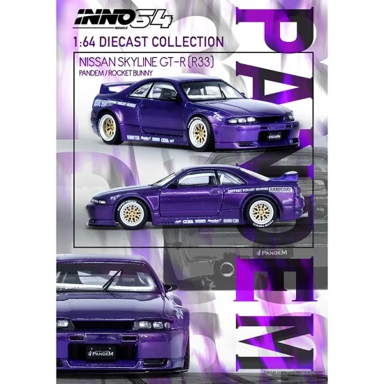 Inno64 Nissan Skyline GT-R R33 Pandem Rocket Bunny Purple 1/64 Die Cast