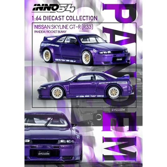 Inno64 Nissan Skyline GT-R R33 Pandem Rocket Bunny Purple 1/64 Die Cast