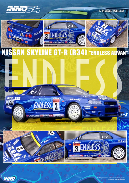 Inno64 Nissan Skyline GT-R R34 Endless Advan Super Taikyu Series 2002 Winner 1/64 Die Cast