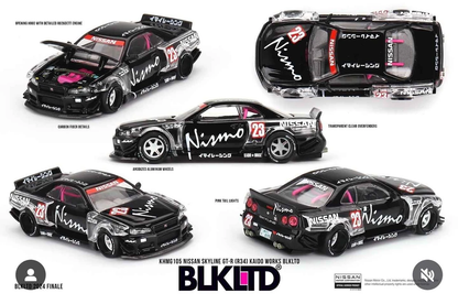Kaido House & Pin Nissan Skyline GT-R R34 Kaido Works Black Limited KHMG105 1/64 Diecast