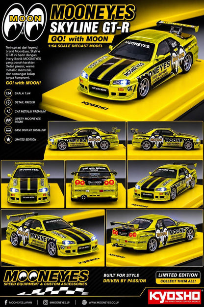 Kyosho Nissan Skyline GT-R R34 MoonEyes MOTN Art of Speed AOS 2026 1/64 Diecast