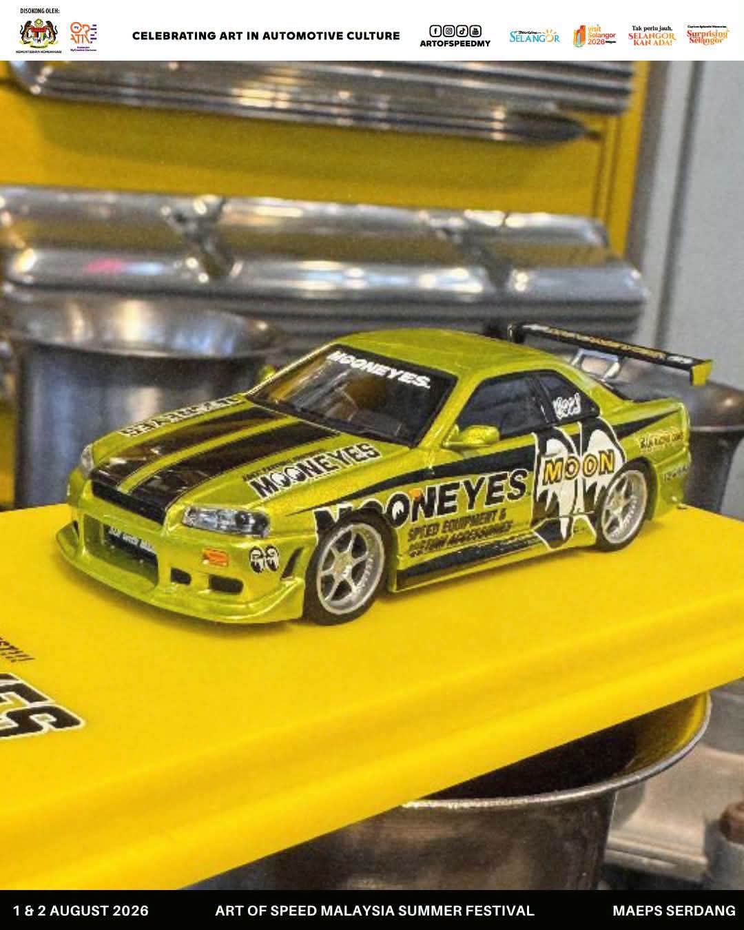 Kyosho Nissan Skyline GT-R R34 MoonEyes MOTN Art of Speed AOS 2026 1/64 Diecast