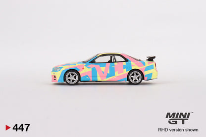 Mini GT Nissan Skyline GT-R R34 V-Spec ll MINI GT Digital Camouflage Yellow MGT00447 1/64 Die Cast