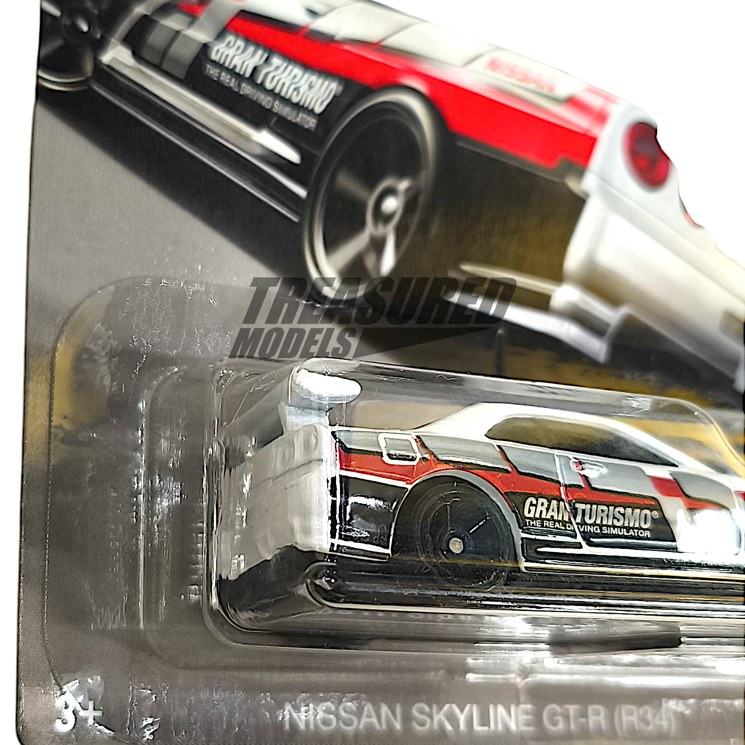 Hot Wheels Nissan Skyline GT-R R34 White 2018 Gran Turismo 1/64 Hot Wheels Nissan Skyline GT-R R34 White 2018 Gran Turismo 1/64