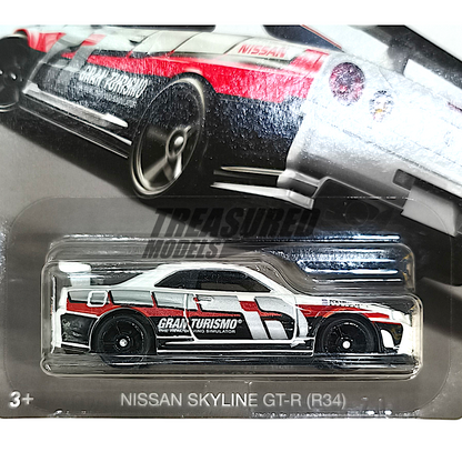 Hot Wheels Nissan Skyline GT-R R34 White 2018 Gran Turismo 1/64 Diecast