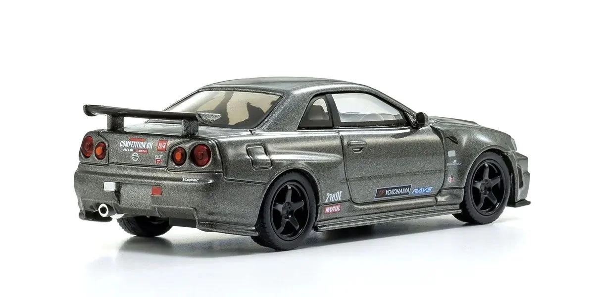 Kyosho Nissan Skyline GT-R R34 with LED Gray Nismo BNR34 CRS Version MOTN 1/64 Die Cast