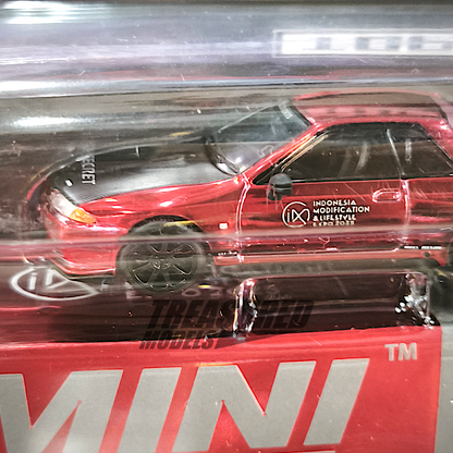 Mini GT Nissan Skyline GT-R Top Secret Red Chrome w Carbon Fiber Hood IMX 2025 MGT01073 1/64 Diecast