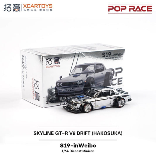 Pop Race Nissan Skyline GT-R V8 Drift Hakosuka China Exclusive S19-inWeibo 1/64 Diecast