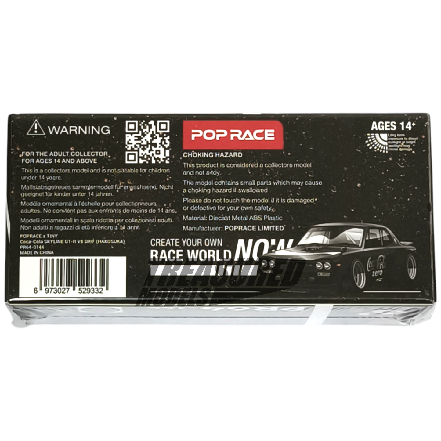 Pop Race Nissan Skyline GT-R V8 Drift Hakosuka Coca Cola Zero Black Chrome PR640144 1/64 Die Cast
