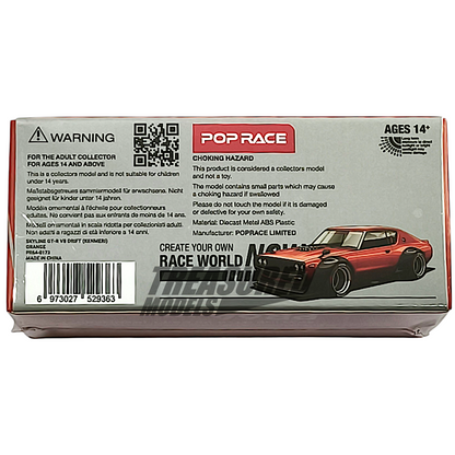 Pop Race Nissan Skyline GT-R V8 Drift Kenmeri Orange PR640173 1/64 Diecast