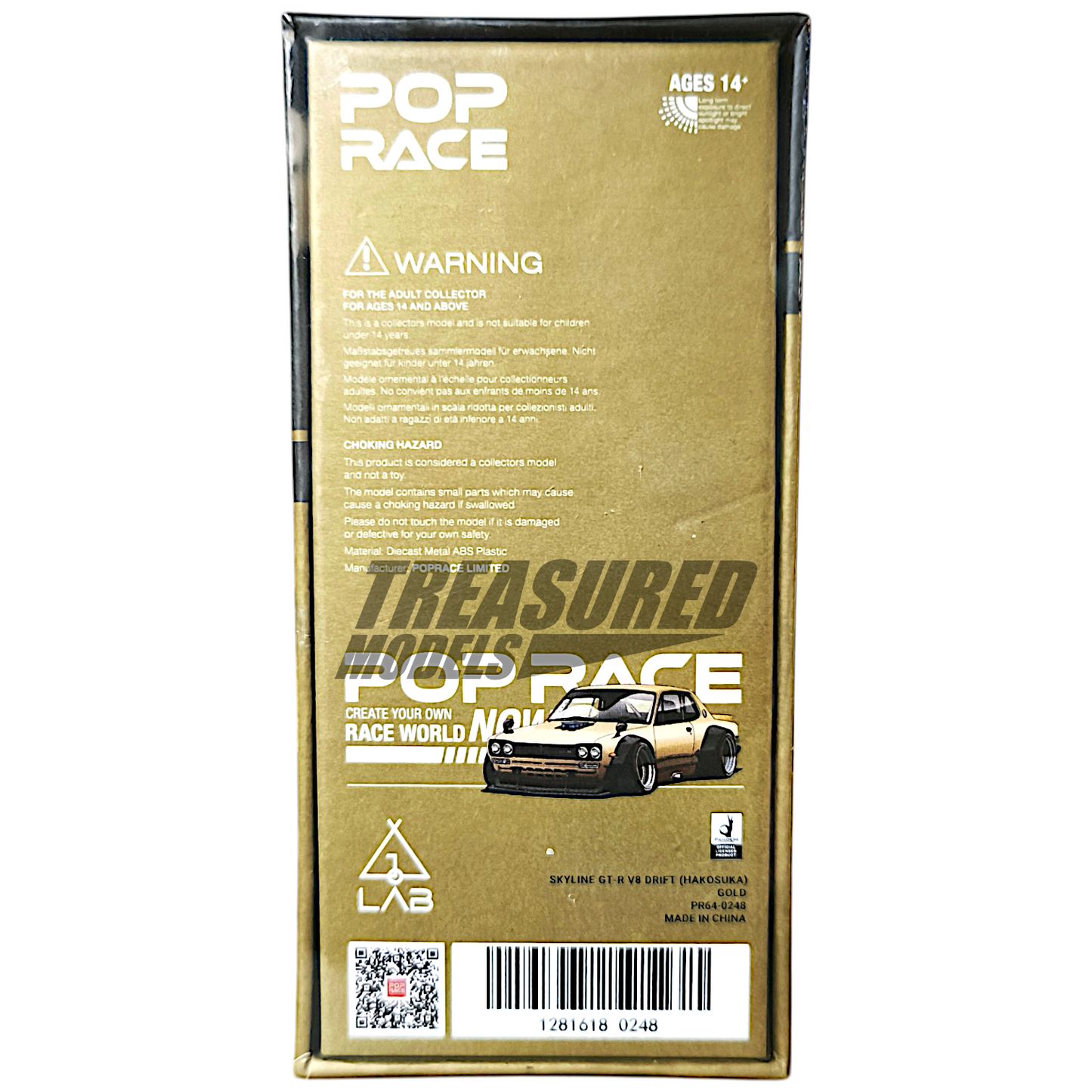 Pop Race Nissan Skyline GT-R V8 Hakosuka Gold Taiwan Edition PR640248 1/64 Diecast