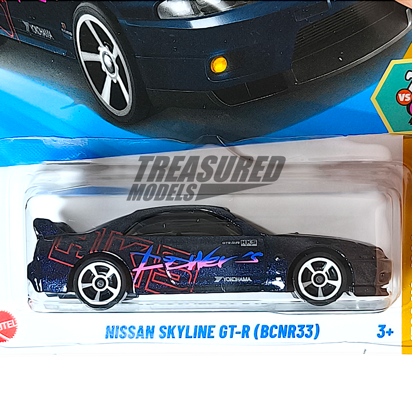 Hot Wheels Nissan Skyline GT-R (BCNR33) Metalflake Dark Blue 2025 Main Line HW 70s vs 90s 1/64 Diecast
