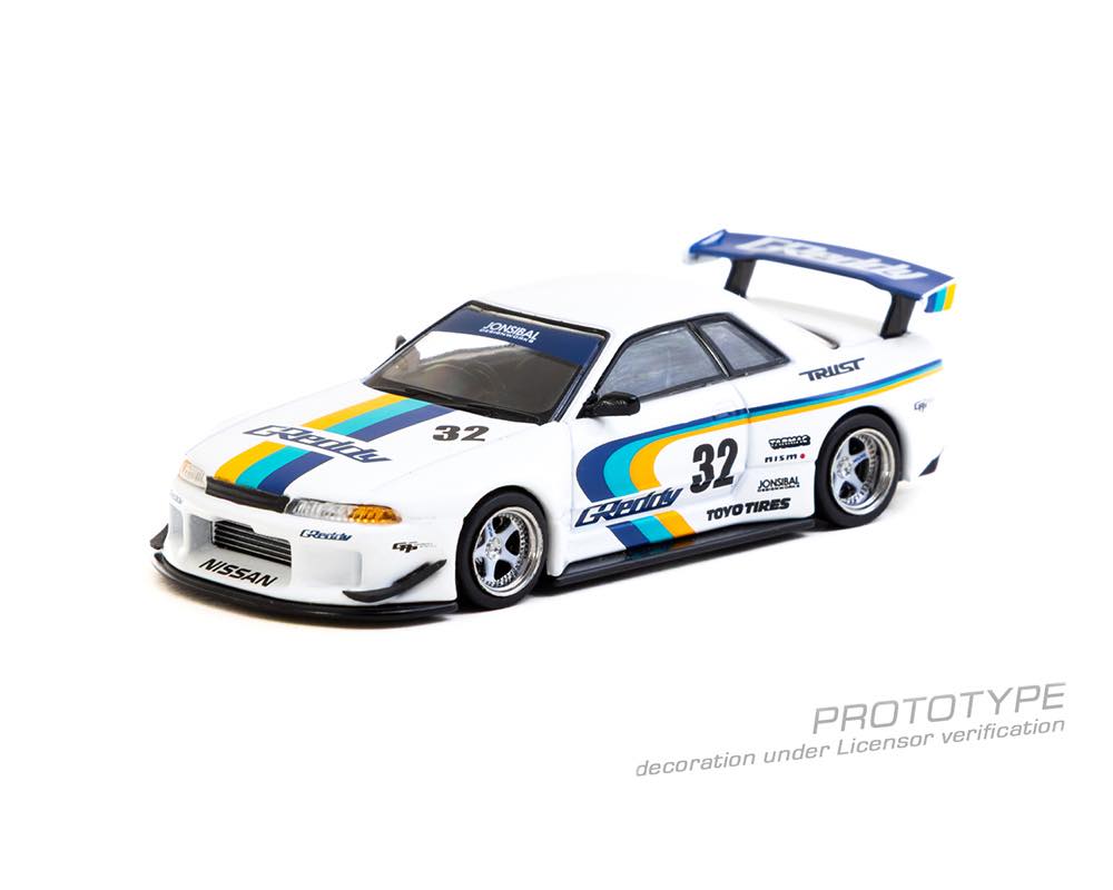 CHASE! Tarmac Works Nissan Skyline GT-R (R32) Widebody Jonsibal Designworks & Greddy Special Limited Edition -White T64G-061-GDY 1/64 Diecast