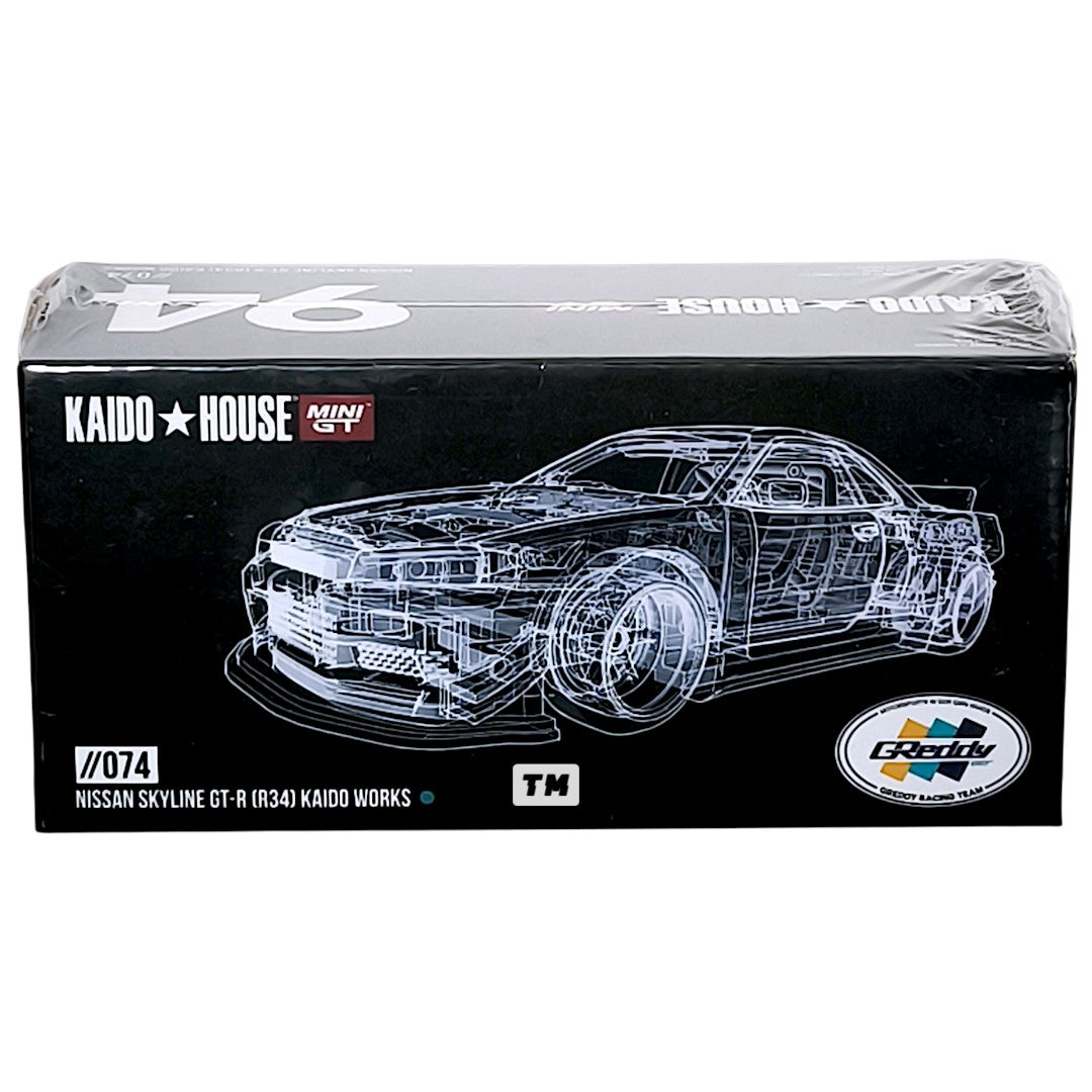 Kaido House Nissan Skyline GT-R (R34) Kaido Works GReddy V1 KHMG074 1/64 Diecast