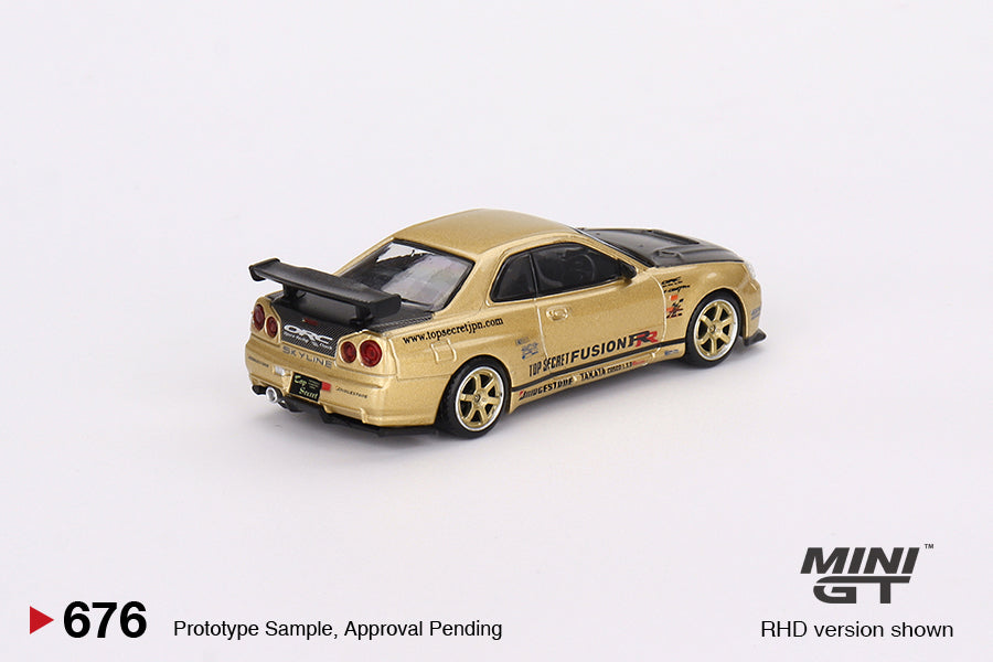Mini GT Nissan Skyline GT-R (R34) Top Secret Top Secret Gold MGT00676 1/64 Die Cast