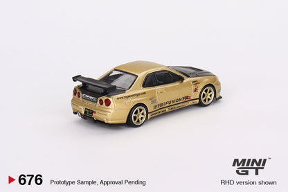 Mini GT Nissan Skyline GT-R (R34) Top Secret Top Secret Gold MGT00676 1/64 Die Cast