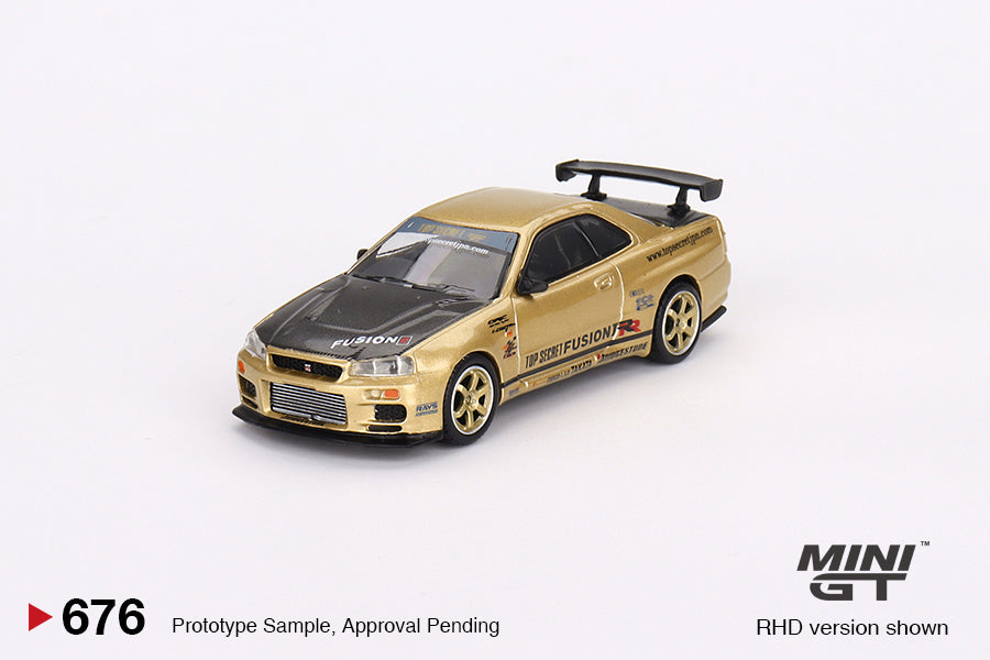 Mini GT Nissan Skyline GT-R (R34) Top Secret Top Secret Gold MGT00676 1/64 Die Cast
