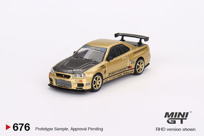 Mini GT Nissan Skyline GT-R (R34) Top Secret Top Secret Gold MGT00676 1/64 Die Cast