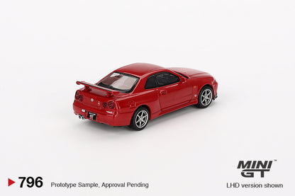 Mini GT Nissan Skyline GT-R (R34) V-Spec Active Red MGT00796 1/64 Die Cast