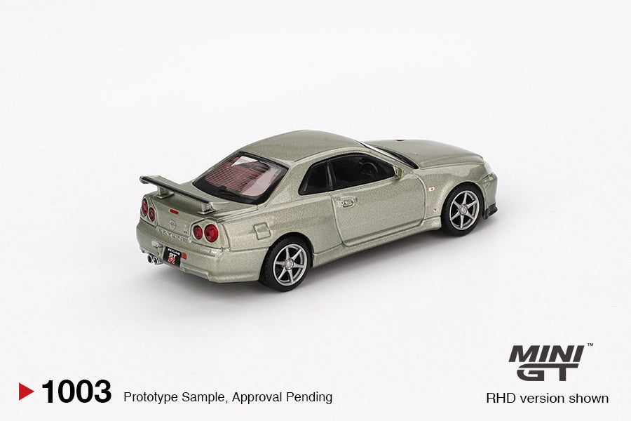 Mini GT Nissan Skyline GT-R (R34) V-Spec II Nür Millenium Jade MGT01003 1/64 Diecast