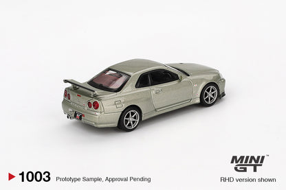 Mini GT Nissan Skyline GT-R (R34) V-Spec II Nür Millenium Jade MGT01003 1/64 Diecast